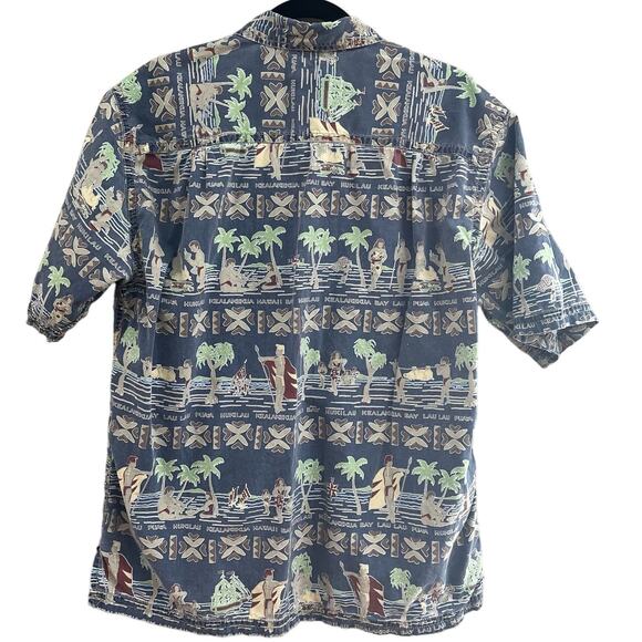 Vintage Kahala 1936 Hawaiian Button Down Blue Shirt-Size Large - Picture 2 of 7